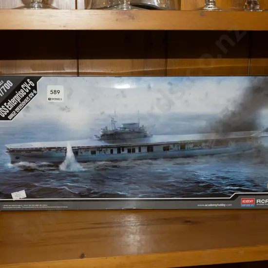 yet to be assembled model of USS Enterprise CV-6