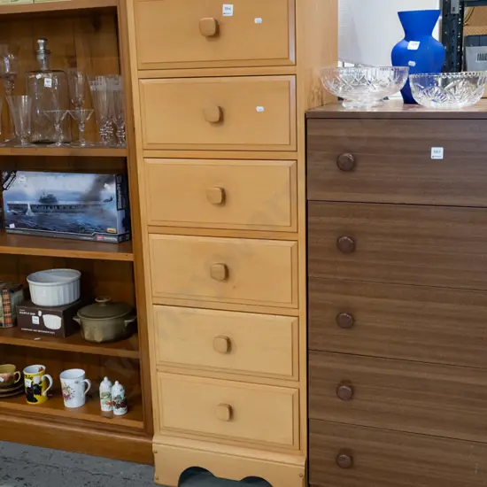 rimu and mdf 6 drawer tall boy H1370 W470 D430