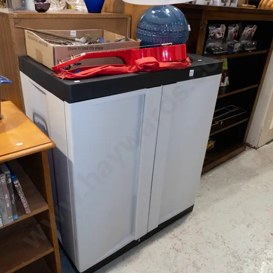 plastic 2 door cupboard with internal shelves H900 W760 D455