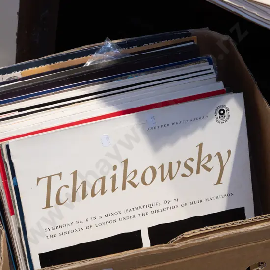box of LPs