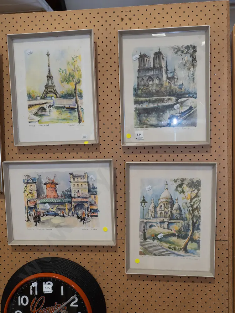 4x framed Paris prints- yellow dots Image 1++