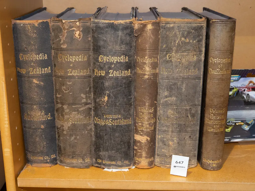 leather bound copies of Cyclopedia of New Zealand Image 1++