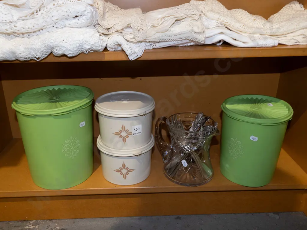 Tupperware, crystal water jug, cutlery Image 1++