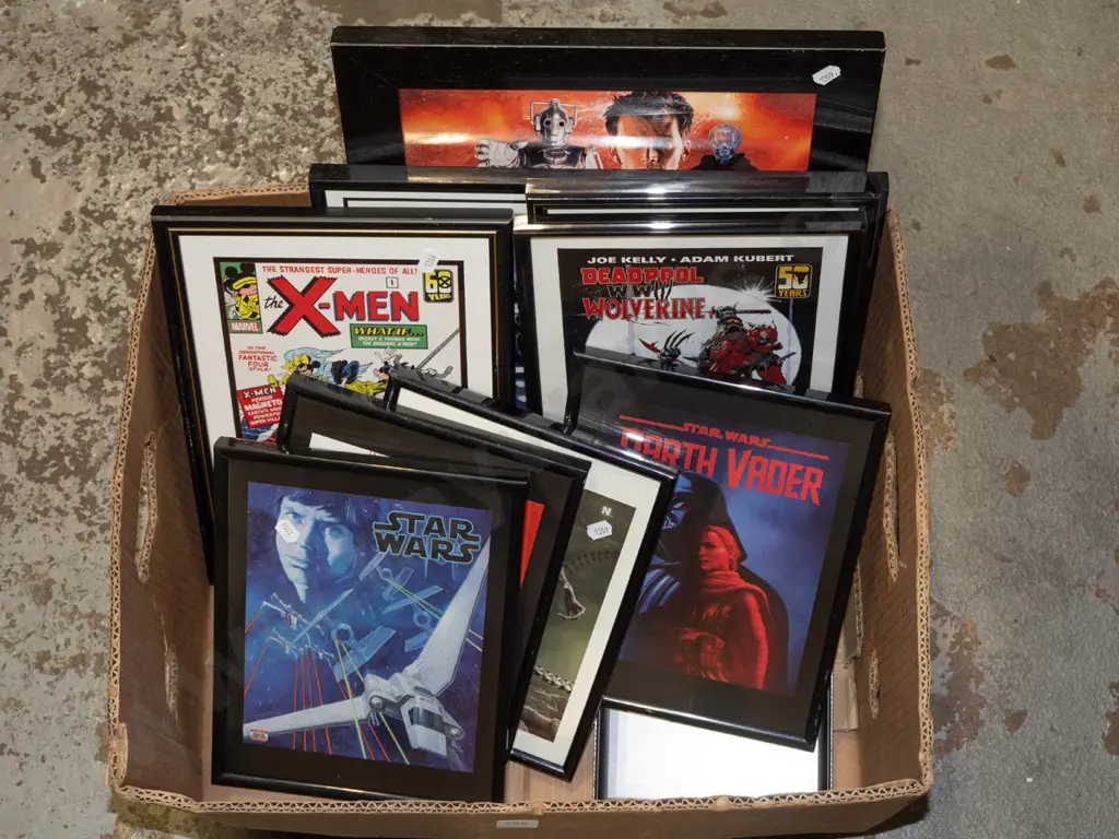 box; various framed movie prints Image 1++