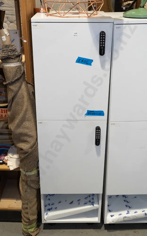 bank of 2 mdf lockers with additional shelving H1600 W450 D500 - code in office Image 1++