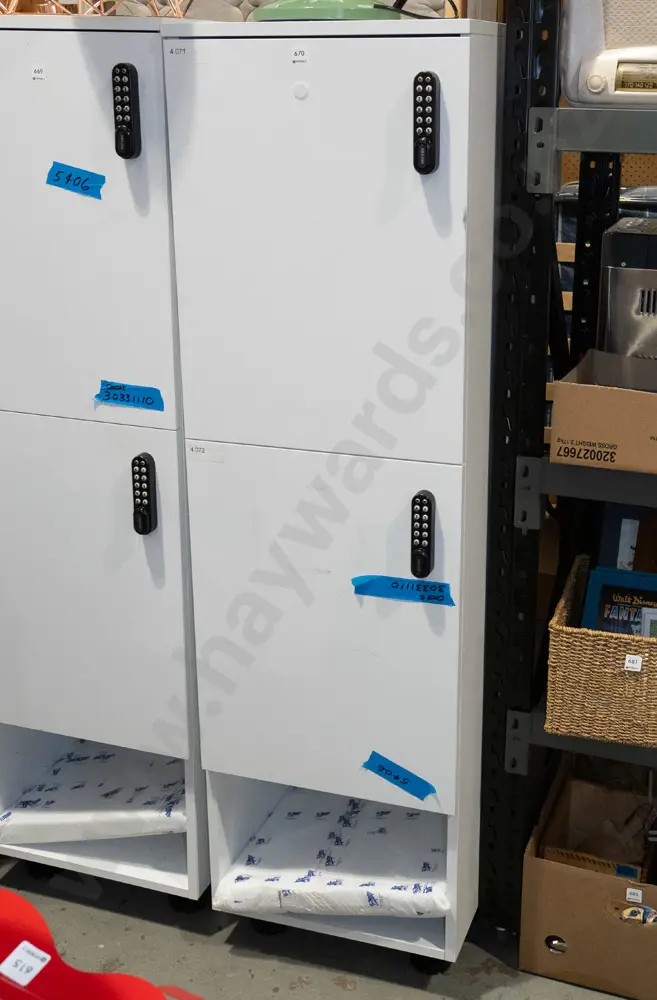 bank of 2 mdf lockers with additional shelving H1600 W450 D500 - code in office Image 1++