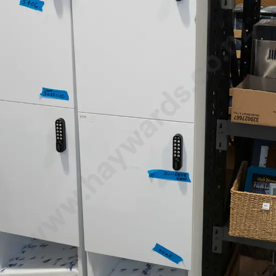 bank of 2 mdf lockers with additional shelving H1600 W450 D500 - code in office
