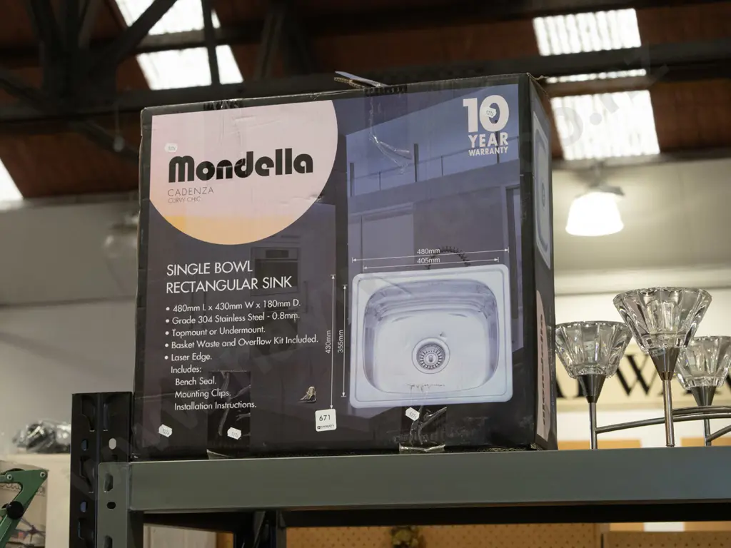 boxed Mondella single bowl rectangular sink Image 1++