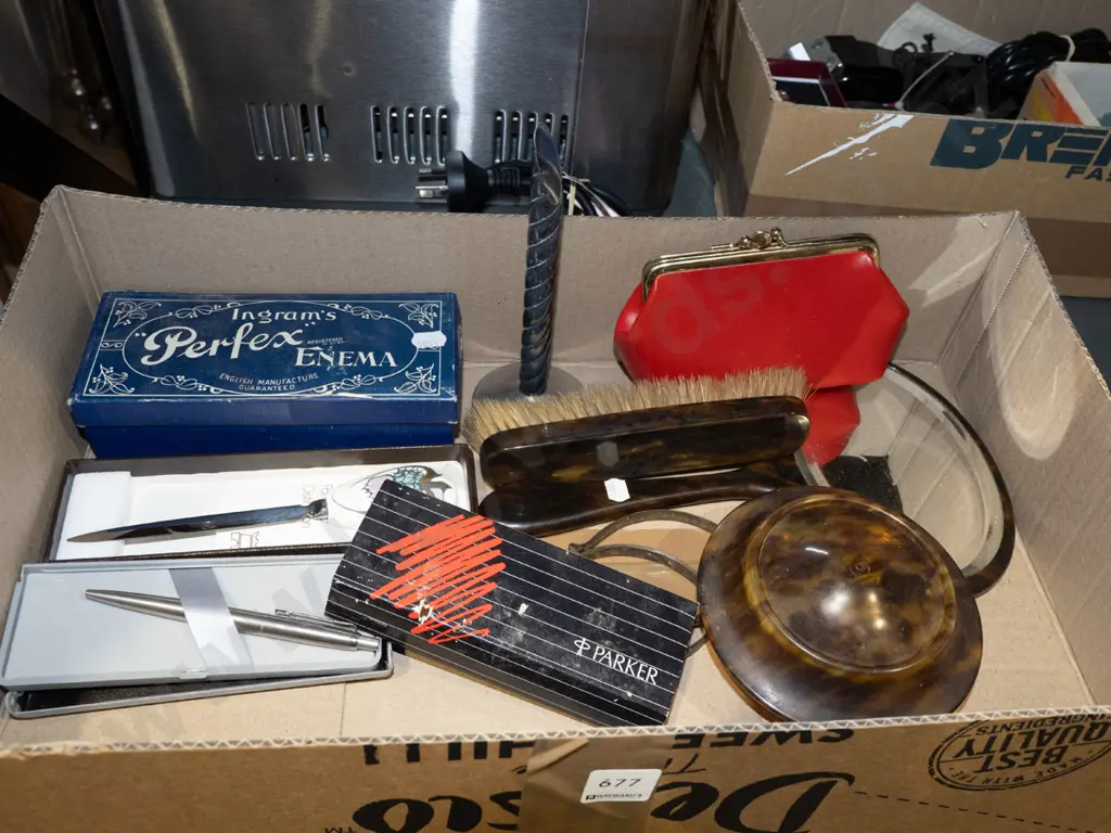 box; dressing table set, letter openers, clutch purse etc Image 1++