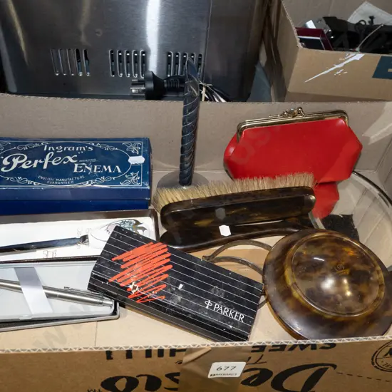 box; dressing table set, letter openers, clutch purse etc