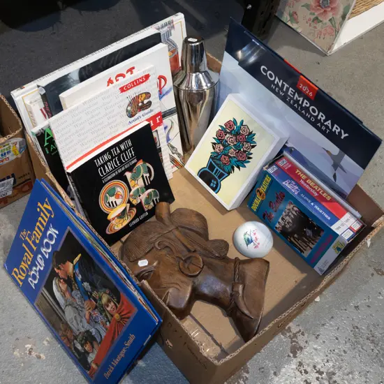 box; books, prints, calendars etc