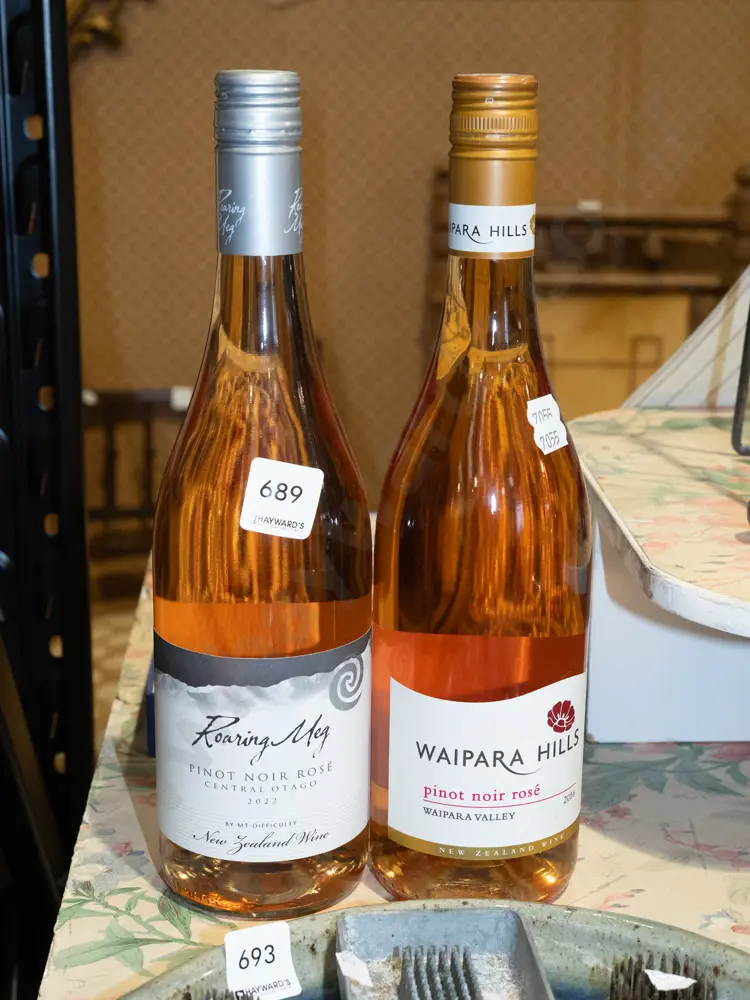 2x pinot noir rose -  Roaring Meg 2022, Waipara Hills 2016 Image 1++