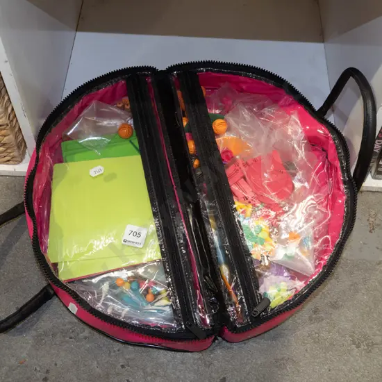 vinyl bag, various plastic beads etc