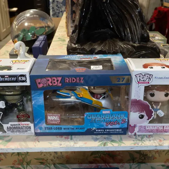 2 Pop and 1 Dorbz boxed figurines; Samantha Baker, Guardians of the Galaxy, Abomination