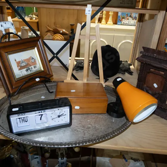 plated tray, light fitting, calendar clock etc
