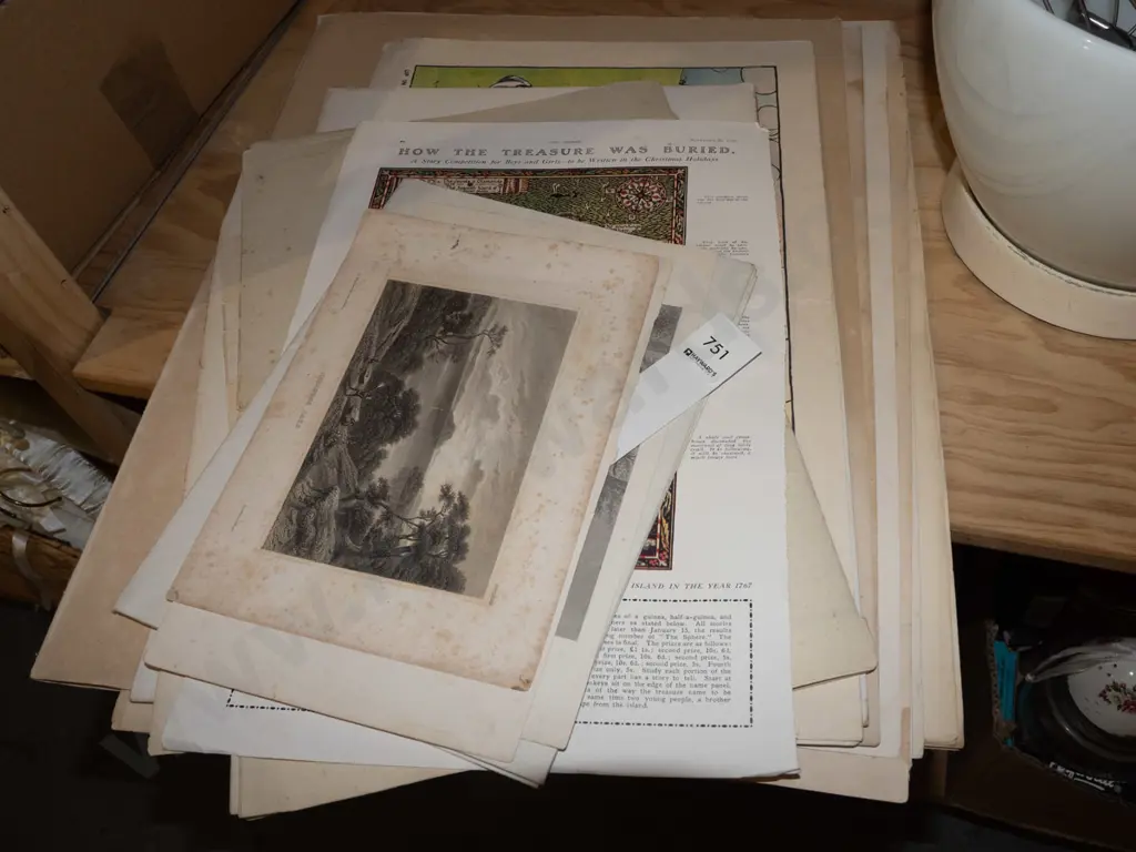 assorted unframed prints and maps Image 1++