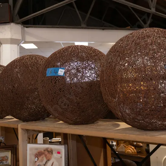 4x woven cane globe light fittings