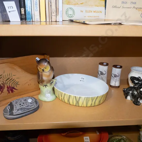shelf; figurines, salt and pepper, retro Swedish dish etc