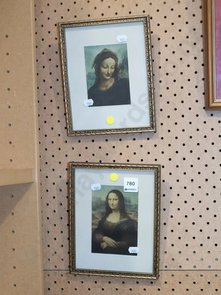 2x small prints- Mona Lisa, St Anne - yellow dots Image 1++