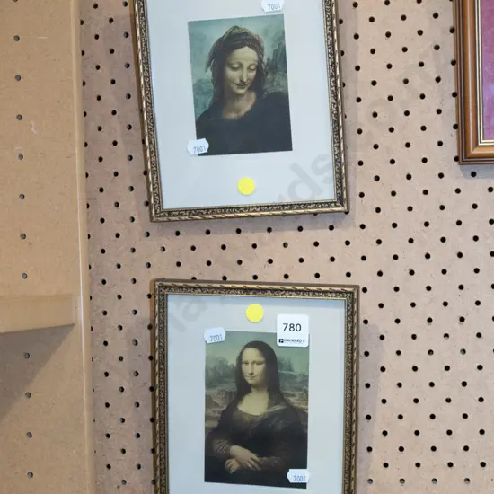 2x small prints- Mona Lisa, St Anne - yellow dots