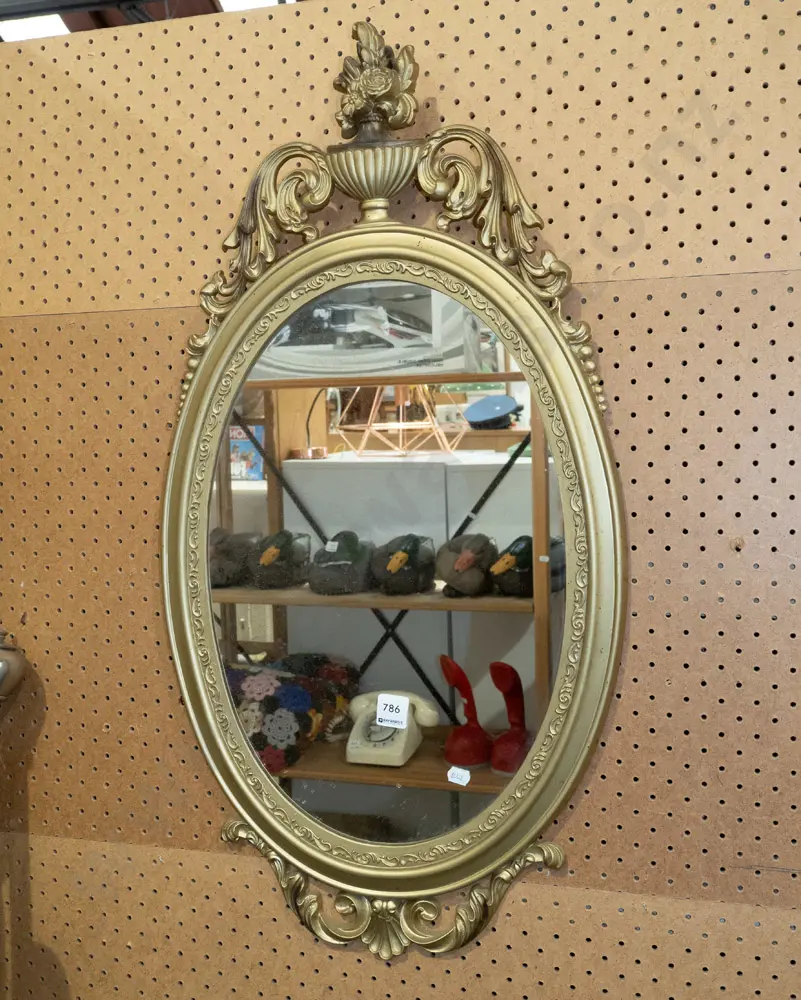gilt framed oval wall mirror H760 - silvering Image 1++