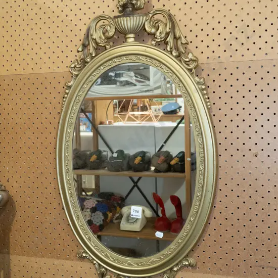 gilt framed oval wall mirror H760 - silvering