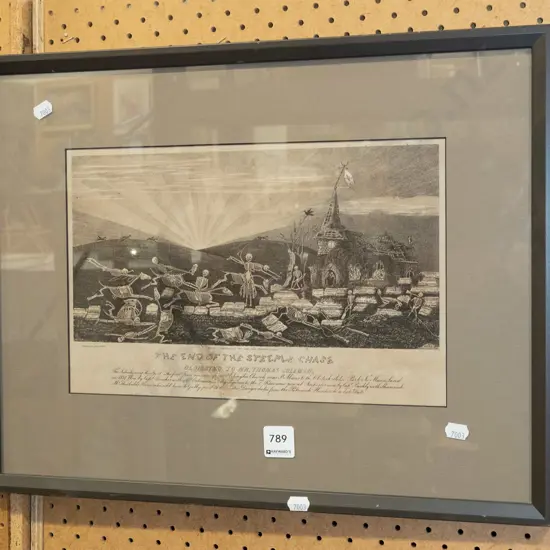 framed etching - The End of the Steeplechase - damage to print