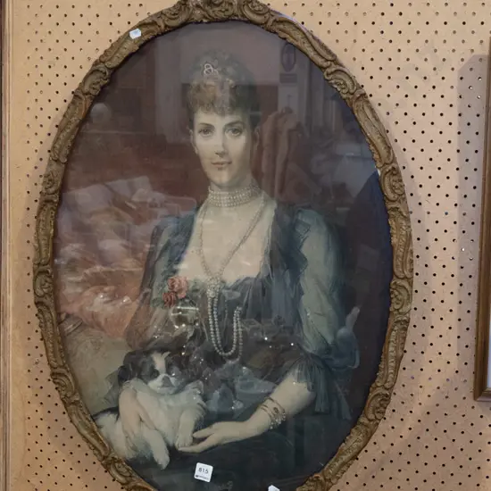 framed print - Queen Alexandra and dog - foxing H800