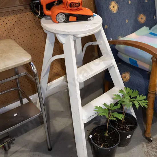 white painted wooden stool