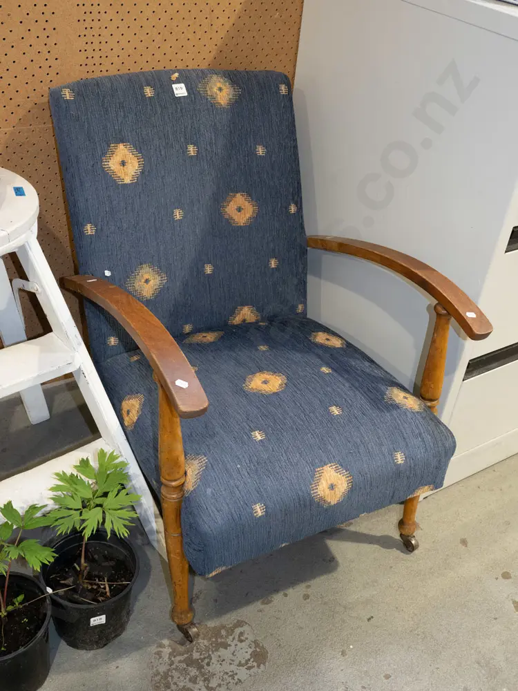 upholstered wooden armchair on casters Image 1++