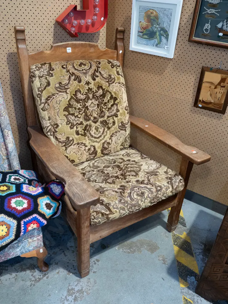 large oak upholstered chair Image 1++