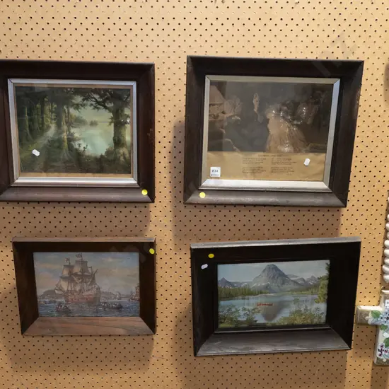 4x framed prints - warping - yellow dots