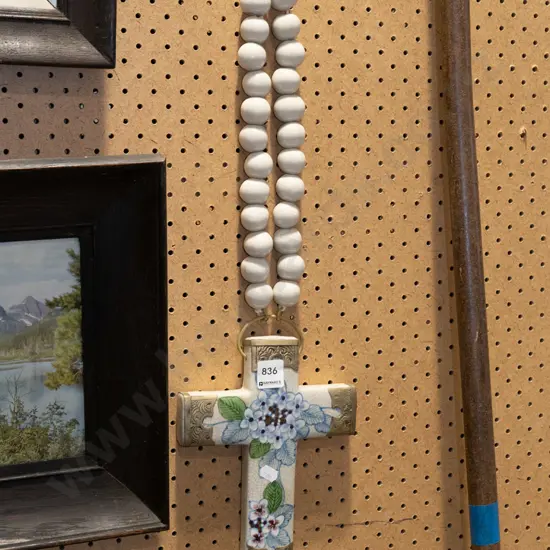 large hanging crucifix and beads