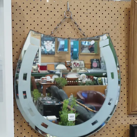 etched horseshoe wall mirror