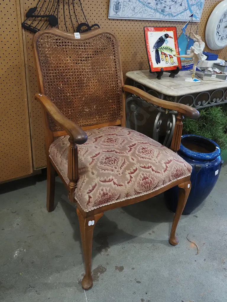 mahogany rattan backed armchair  Image 1++