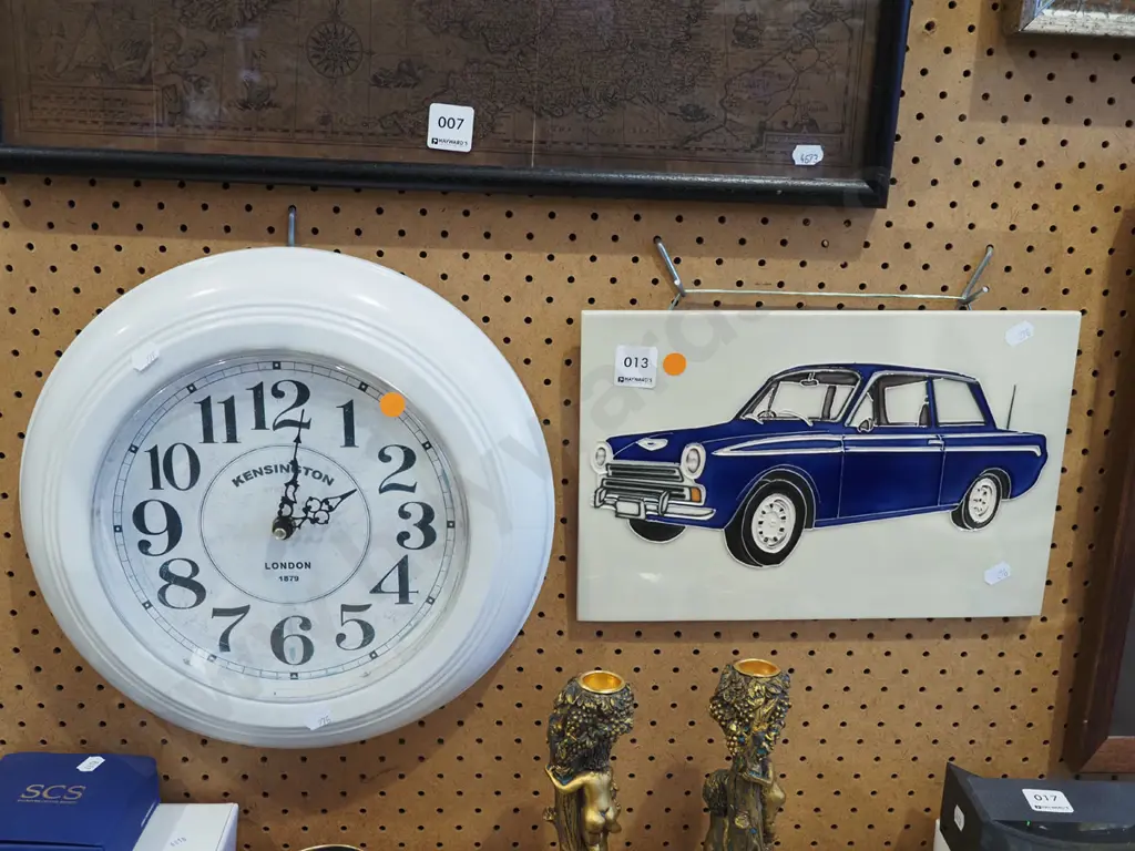 automotive picture tile, wall clock - orange dots Image 1++