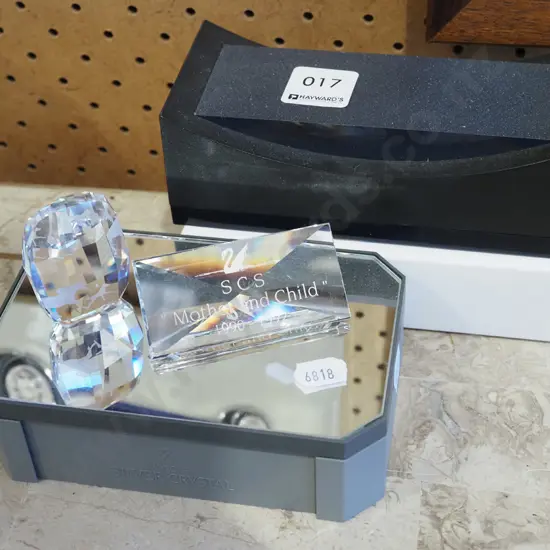 Swarovski crystal ornaments and stands
