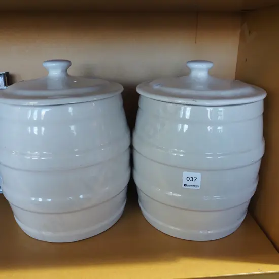 2x lidded NZ storage crocks H270