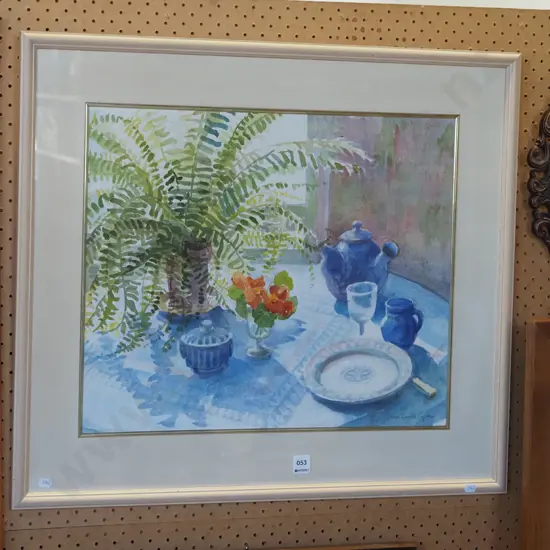 framed watercolour - still life table setting