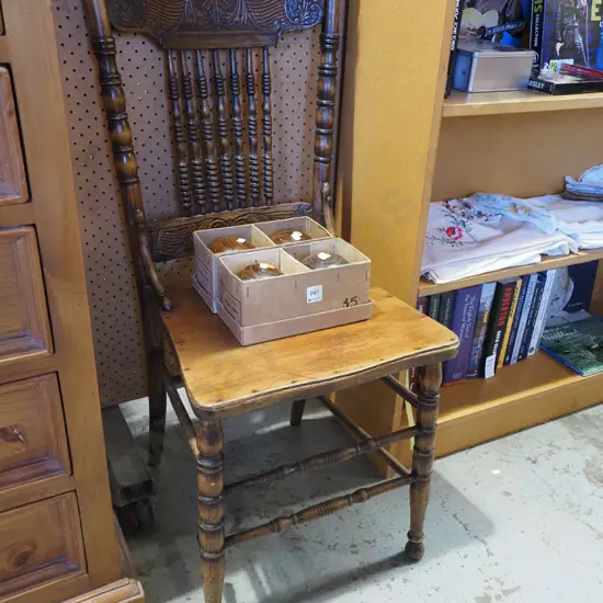 spindle back pressed wood chair