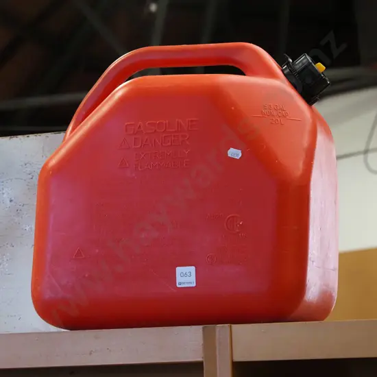 red 20L plastic fuel container