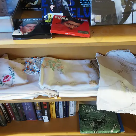 hand worked Irish linen etc