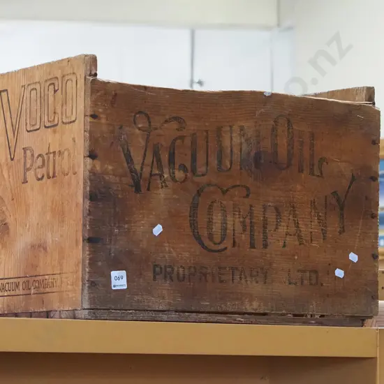 Vacuum Oil Company wooden crate