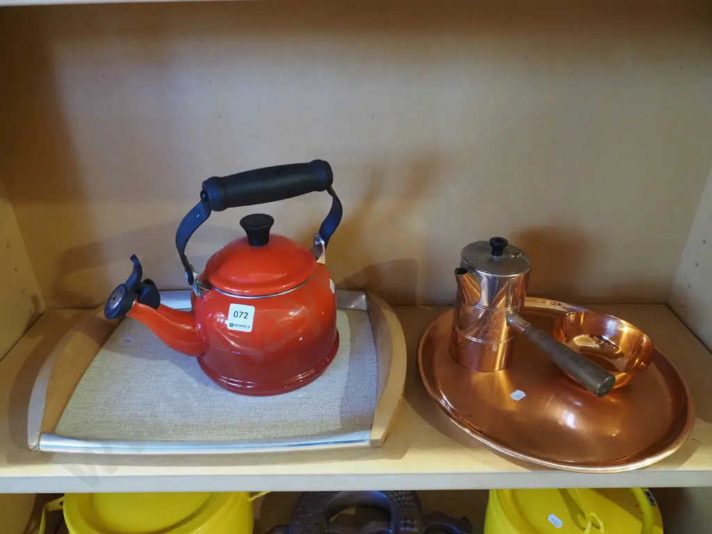 copper pot, copper coffee pot, enamel kettle, serving tray Image 1++