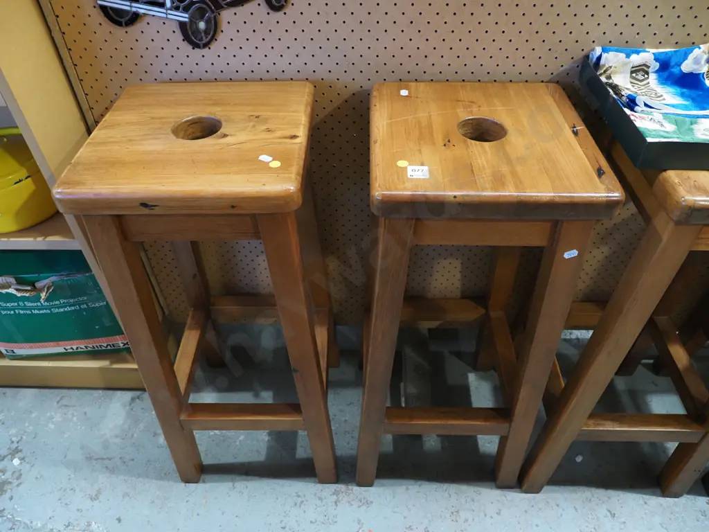 2x rimu stools - yellow dots Image 1++