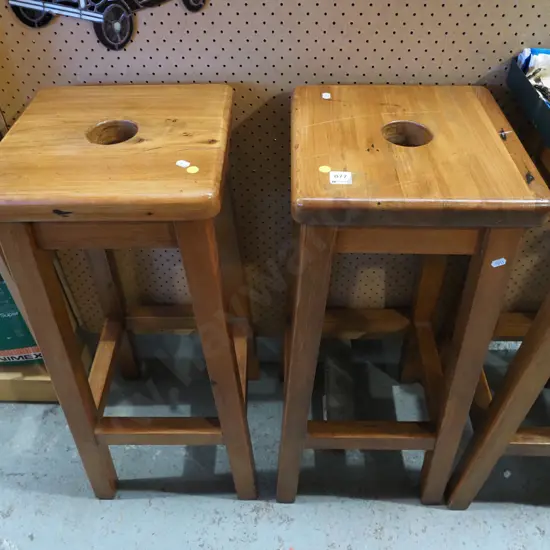 2x rimu stools - yellow dots
