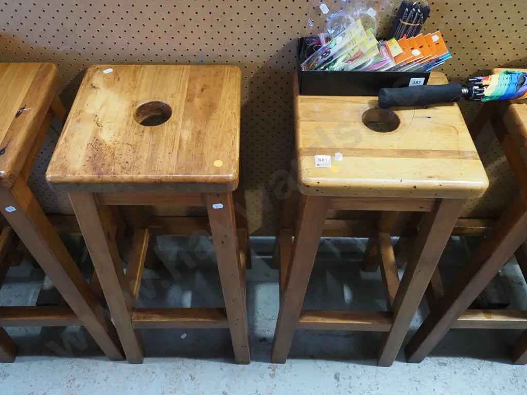 pair of rimu stools - orange dots Image 1++