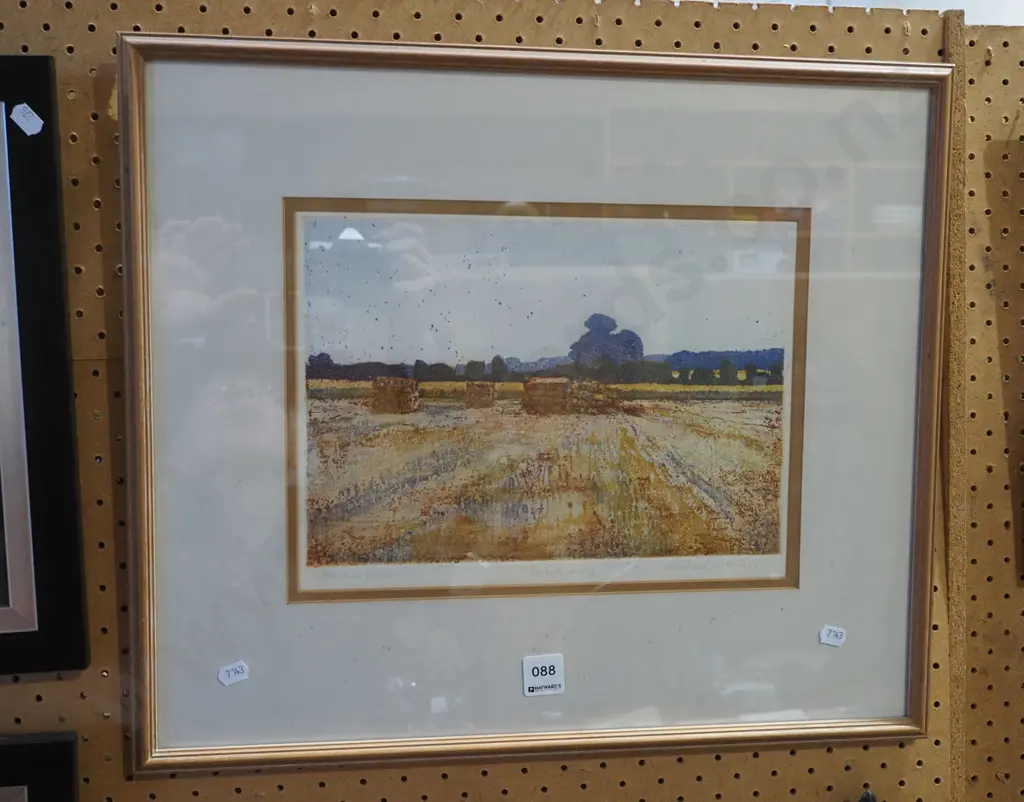 framed Michael Lark 1977 A/P-  stacked bales Image 1++