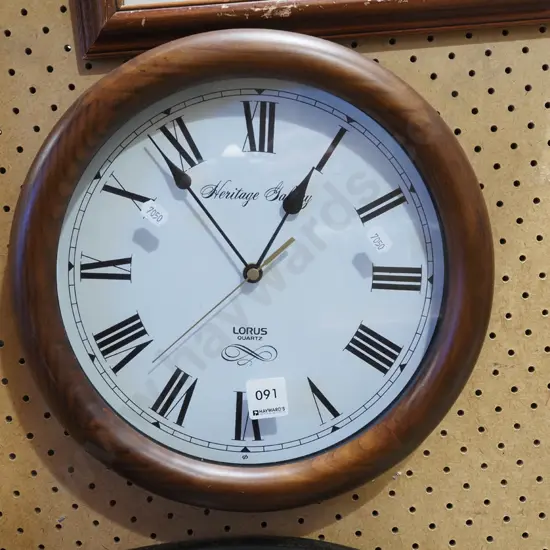 wood framed reproduction wall clock