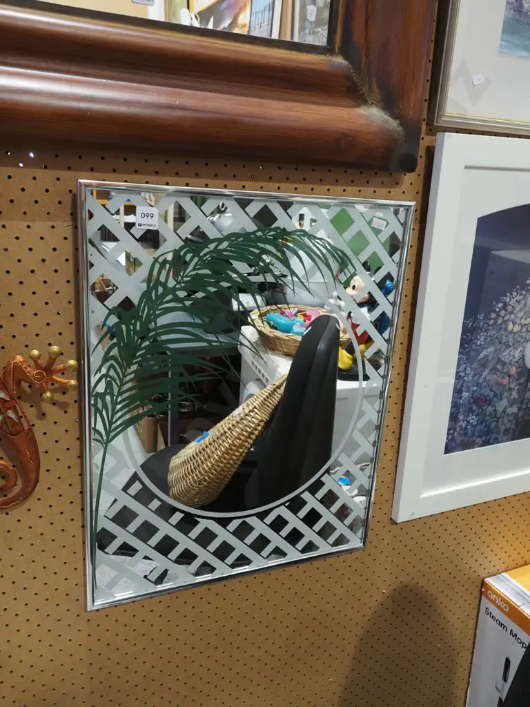 1980s wall mirror with print Image 1++